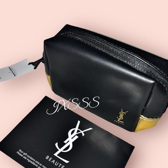 Black & Gold YSL (Yves Saint Laurent) Beauty Mini Cosmetic-Makeup Bag - Picture 15 of 16